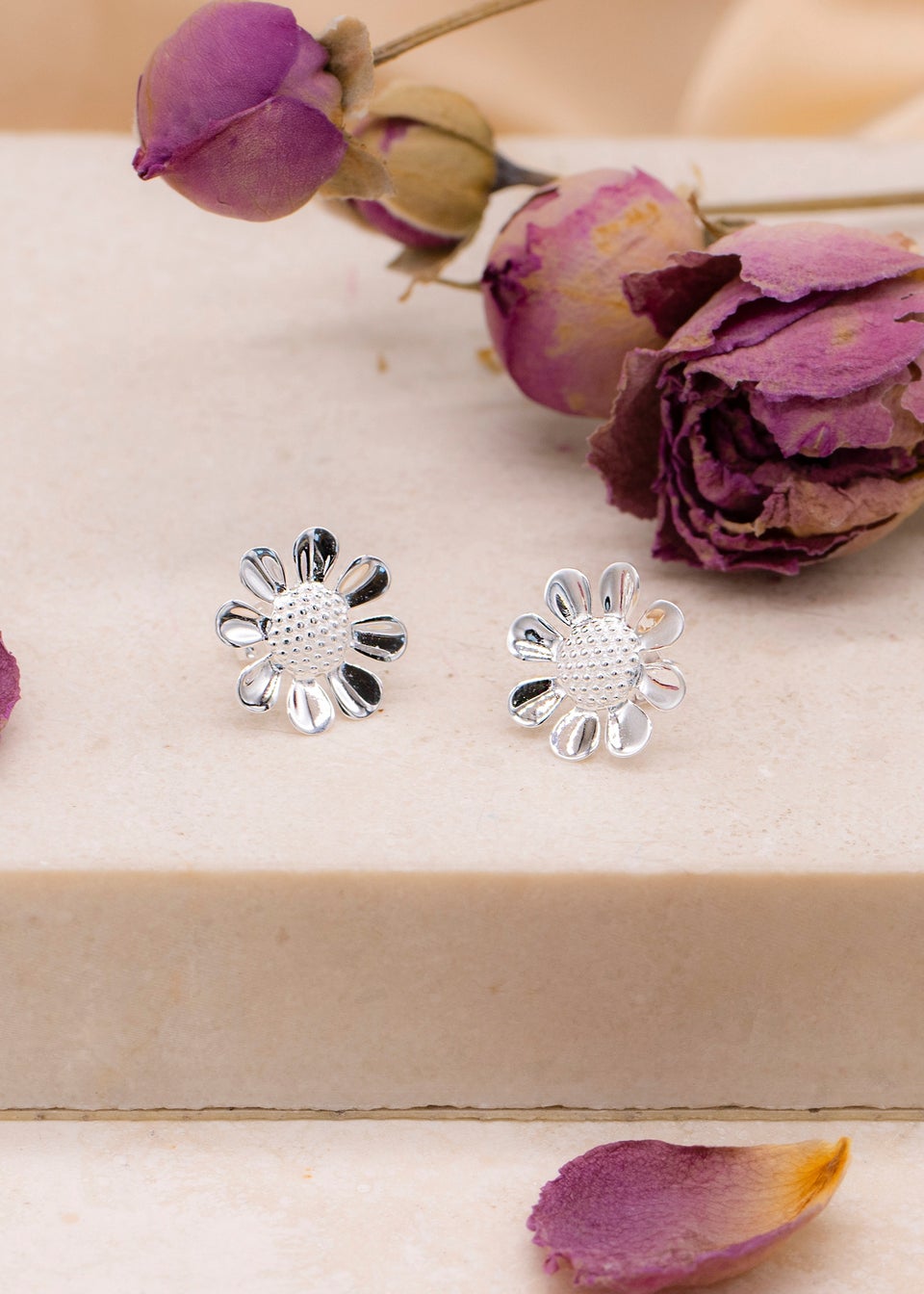 Golden Moments Sterling Silver Daisy Stud Earrings