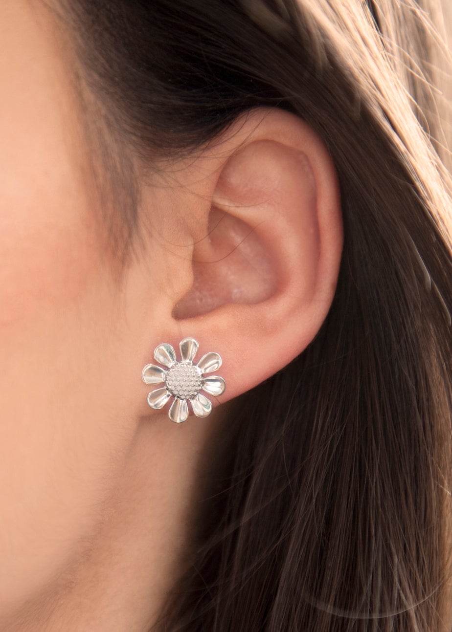 Golden Moments Sterling Silver Daisy Stud Earrings