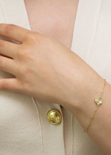 Golden Moments 9ct Yellow Gold Rainbow Butterfly Adjustable Trace and Ball Bracelet 7-7.5 inch