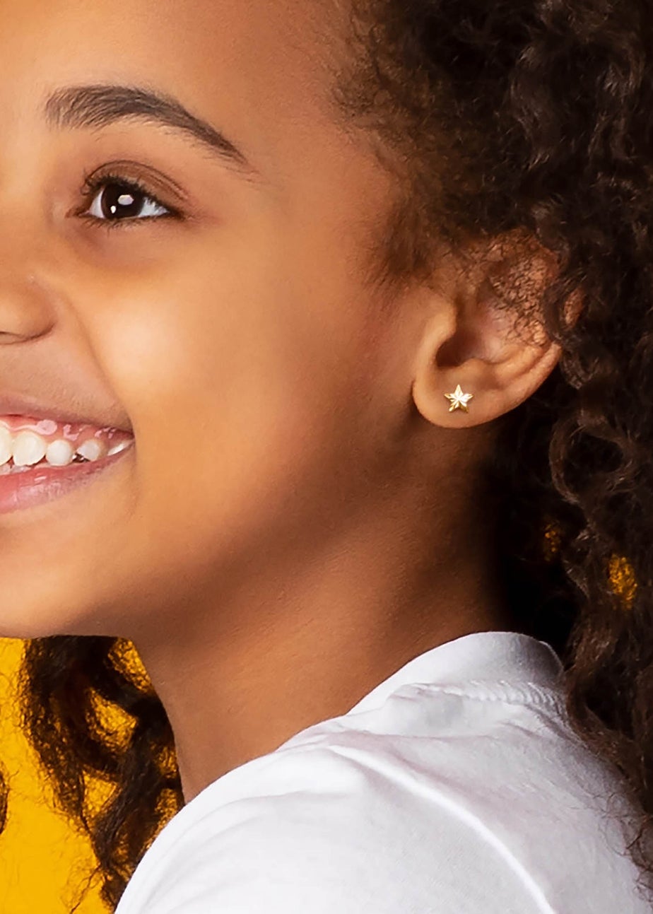 Golden Moments 9ct Yellow Gold Diamond Cut 'Star' Stud Earrings