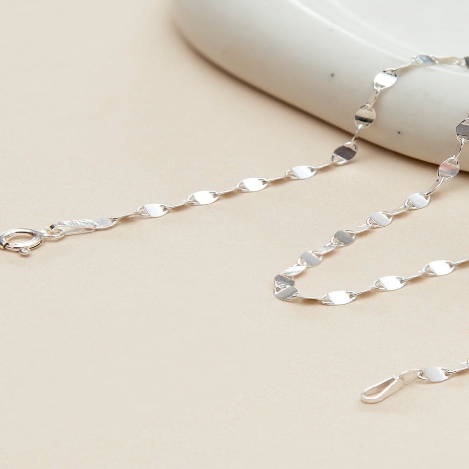 Golden Moments Sterling Silver Flat Mirror Link Chain 46cm/18'