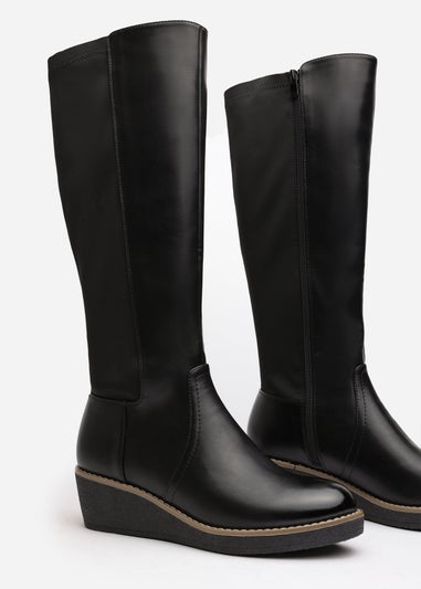 Where's That From Journey Black Knee High Wedge Boot