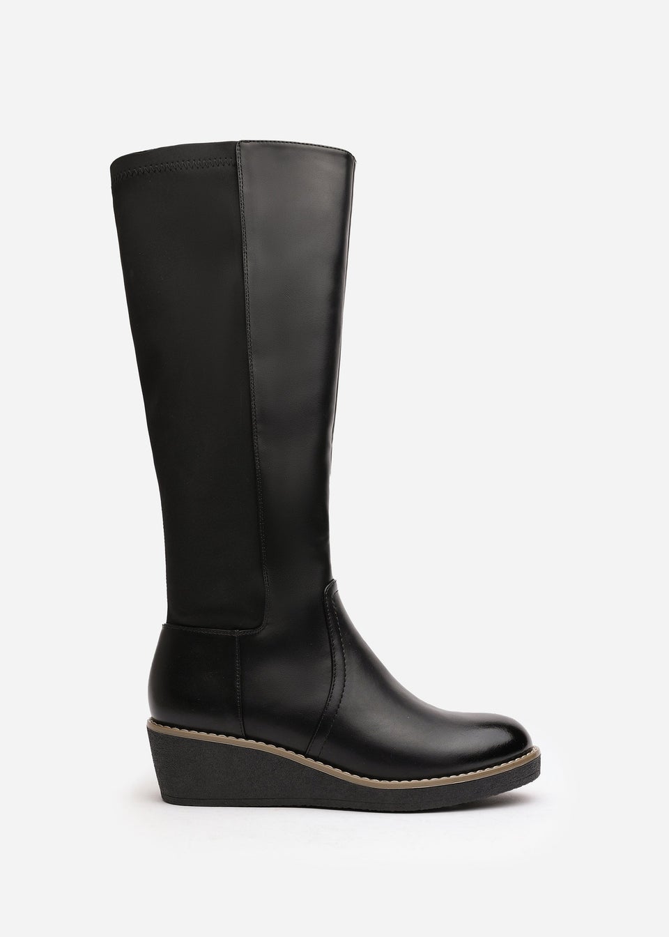 Where's That From Journey Black Knee High Wedge Boot