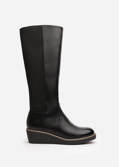 Where's That From Journey Black Knee High Wedge Boot