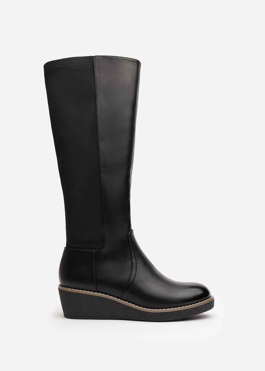 Where's That From Journey Black Knee High Wedge Boot