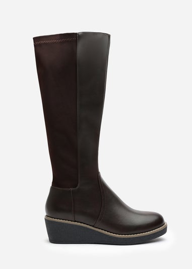 Where's That From Journey Brown Knee High Wedge Boot