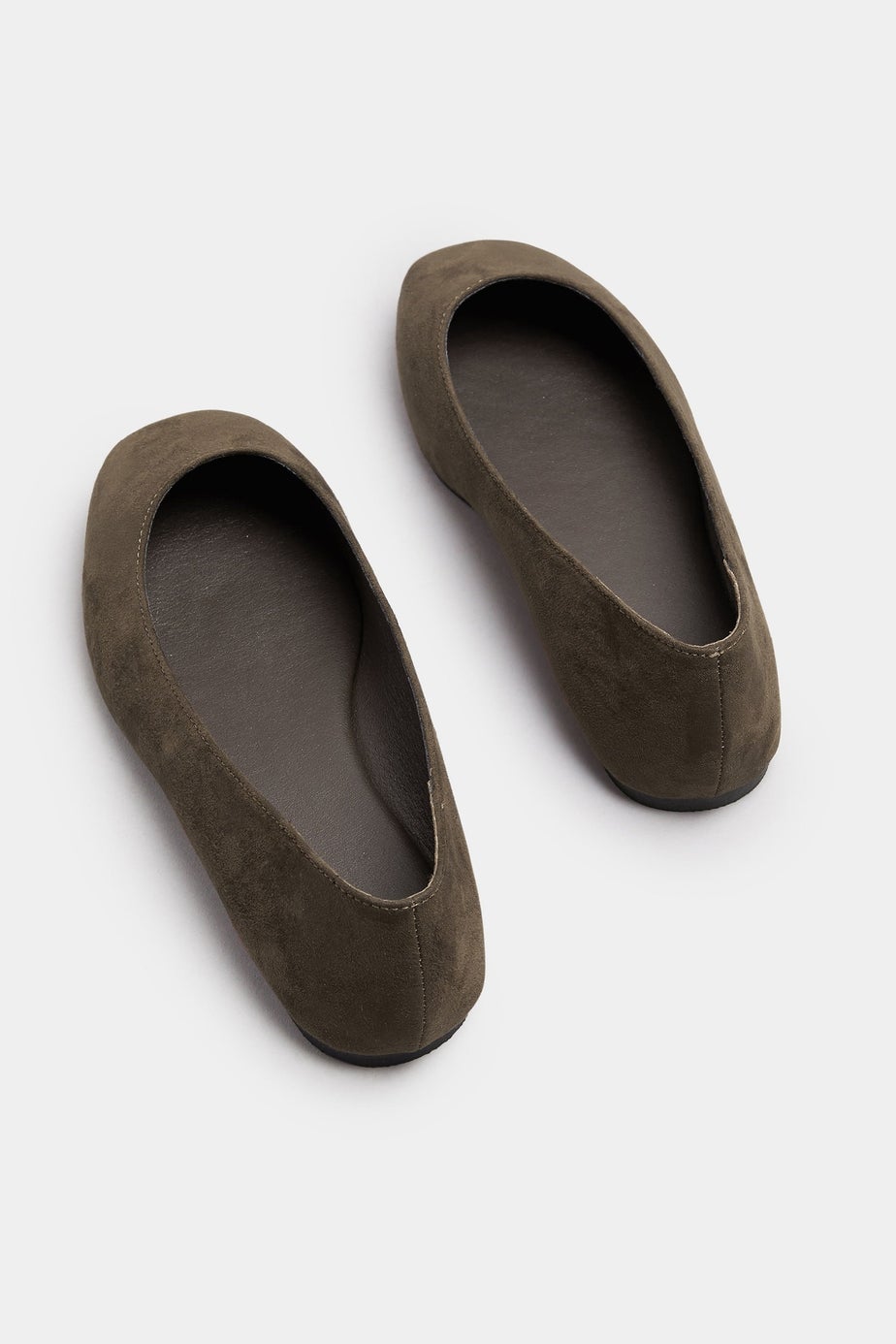 Yours Chocolate Brown Faux Suede Square Toe Ballet Pumps In Extra Wide Fit
