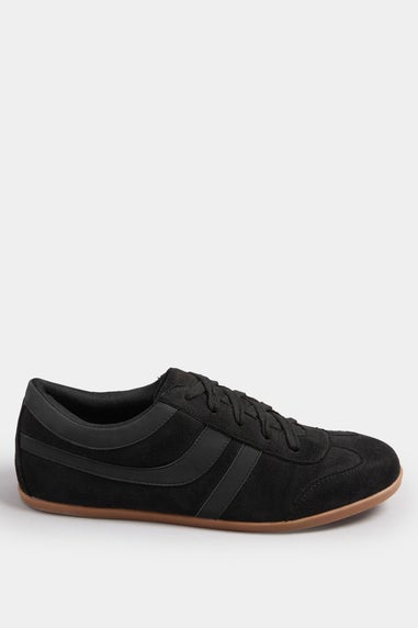 Yours Black Low Retro Stripe Trainers In Extra Wide Fit