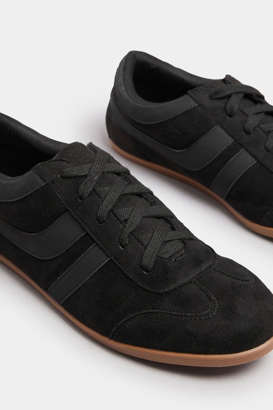 Yours Black Low Retro Stripe Trainers In Extra Wide Fit