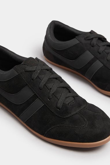 Yours Black Low Retro Stripe Trainers In Extra Wide Fit