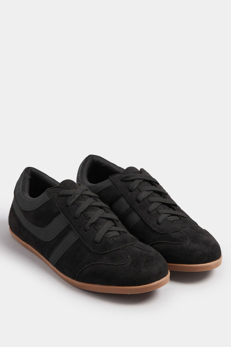 Yours Black Low Retro Stripe Trainers In Extra Wide Fit
