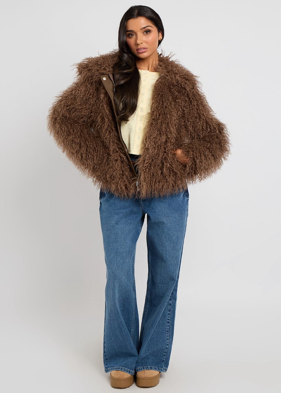 Urban Bliss Brown Mongolian Faux Fur Jacket