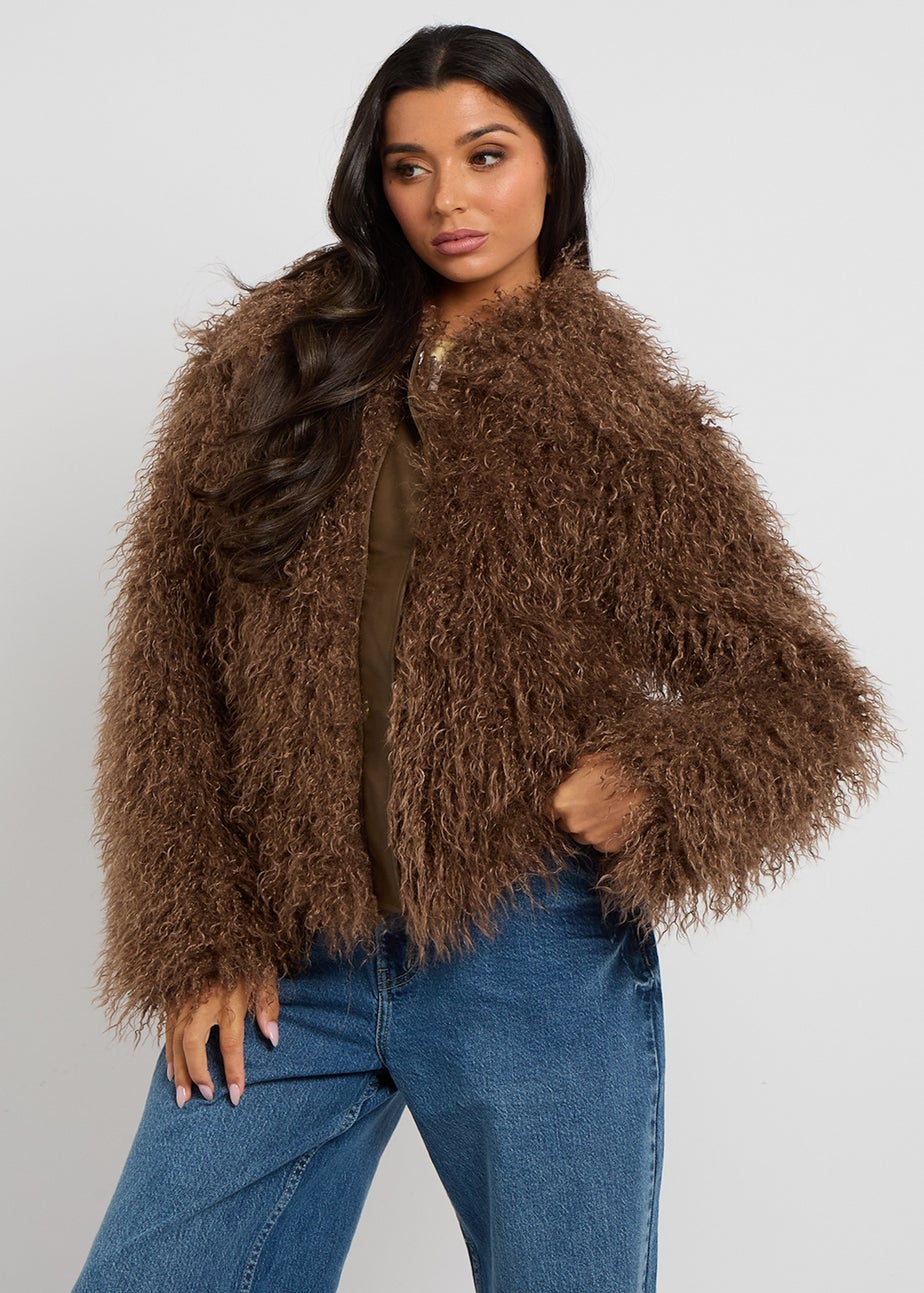 Urban Bliss Brown Mongolian Faux Fur Jacket
