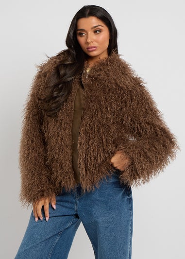 Urban Bliss Brown Mongolian Faux Fur Jacket