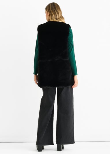 Gini London Black No Cut Faux Gilet Fur Sleeveless Jacket