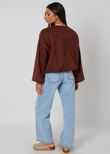Urban Bliss Chocolate Suede Bubble Hem Jacket