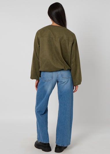 Urban Bliss Khaki Suede Bubble Hem Jacket