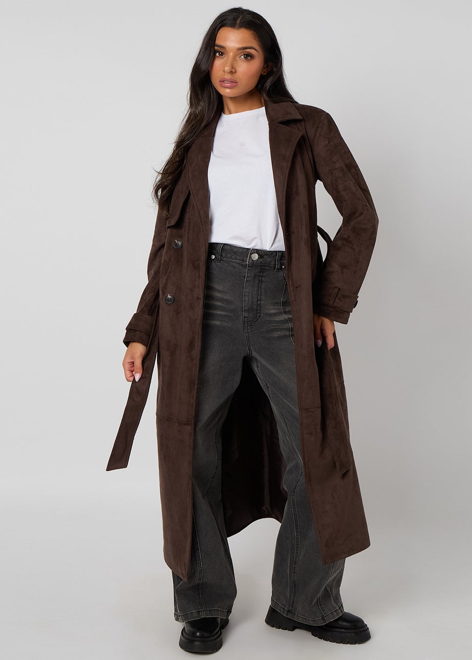Urban Bliss Chocolate Suede Trench Coat