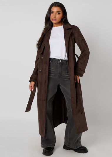 Urban Bliss Chocolate Suede Trench Coat