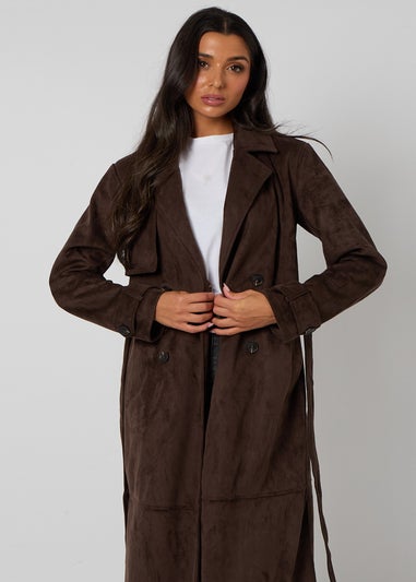 Urban Bliss Chocolate Suede Trench Coat