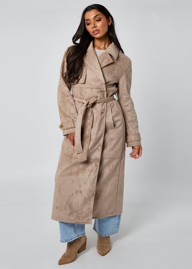 Urban Bliss Stone Suede Trench Coat