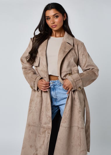 Urban Bliss Stone Suede Trench Coat