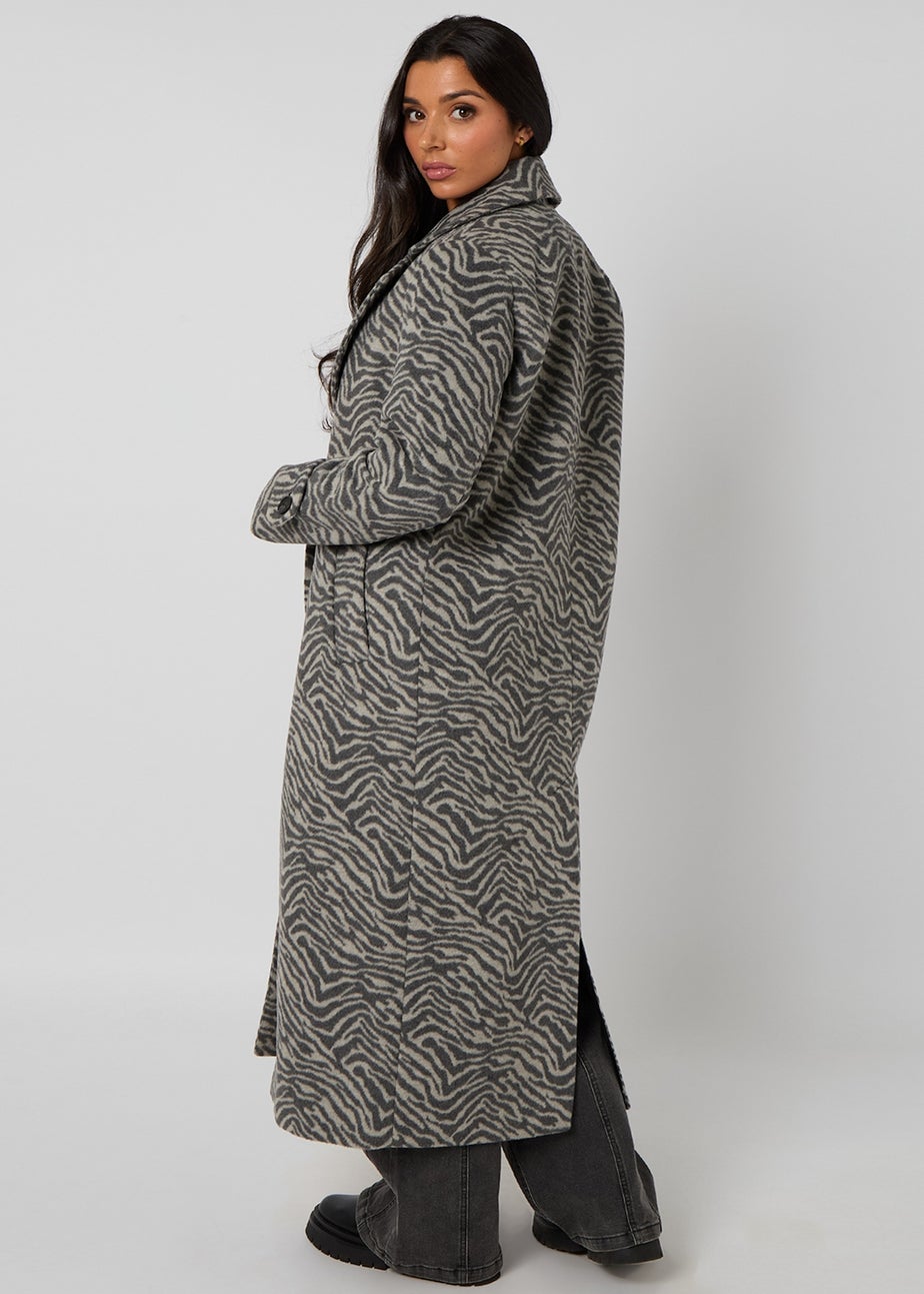 Urban Bliss Grey Longline Zebra Formal Coat