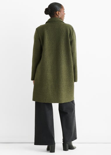 Gini London Khaki Shearling Mid Length Double Breasted Jacket