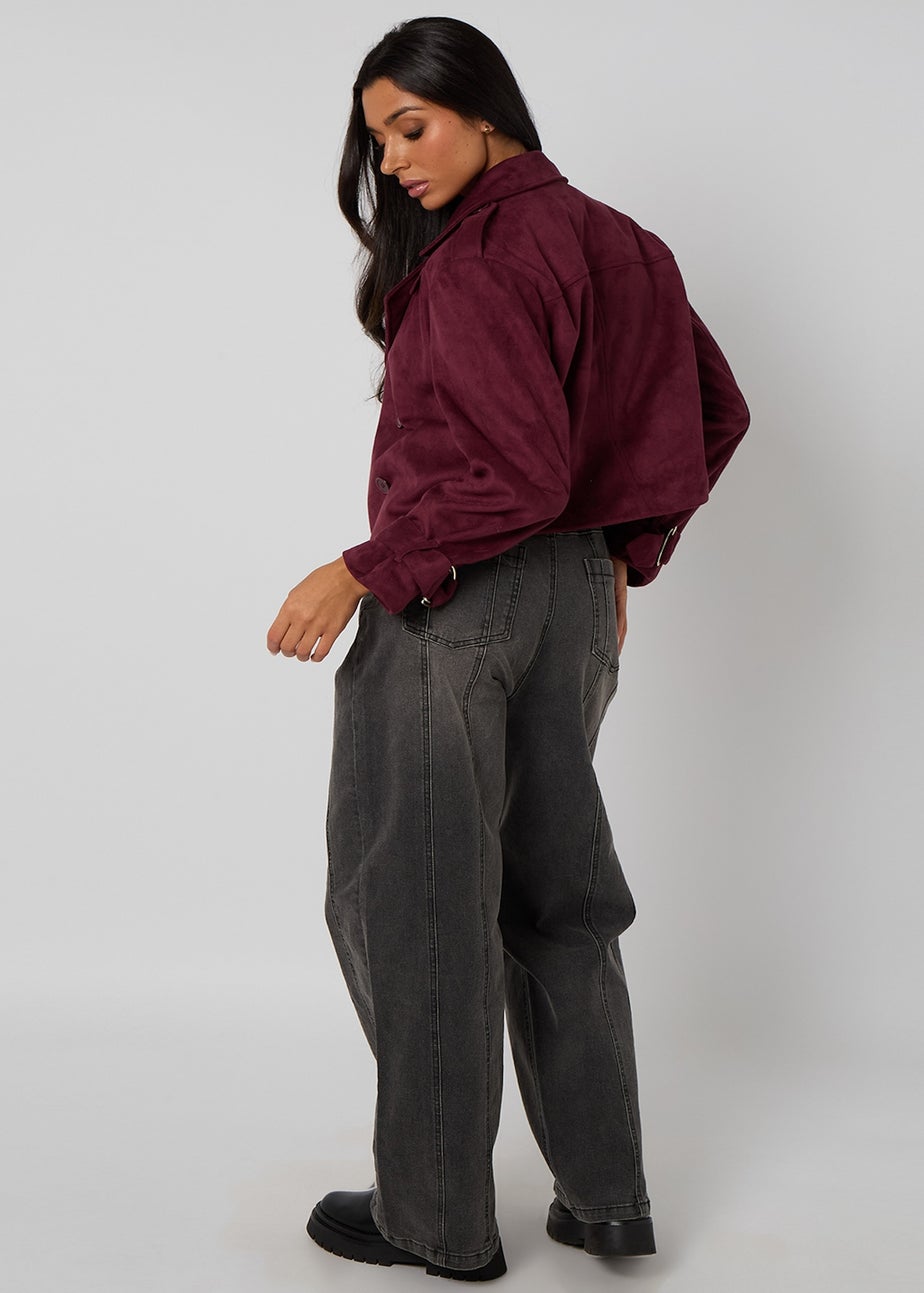 Urban Bliss Plum Cropped Suede Trench