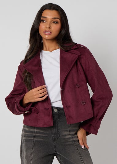 Urban Bliss Plum Cropped Suede Trench