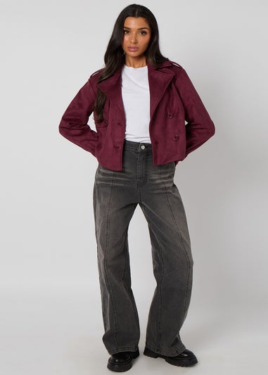 Urban Bliss Plum Cropped Suede Trench