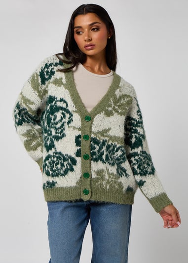 Urban Bliss Green Floral Chunky Cardigan