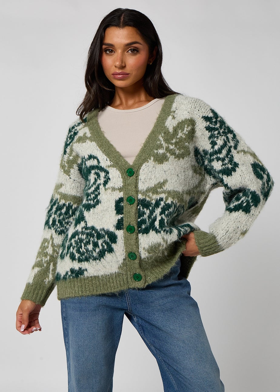 Urban Bliss Green Floral Chunky Cardigan