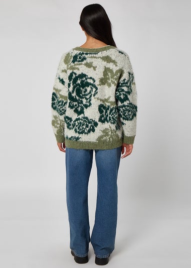 Urban Bliss Green Floral Chunky Cardigan