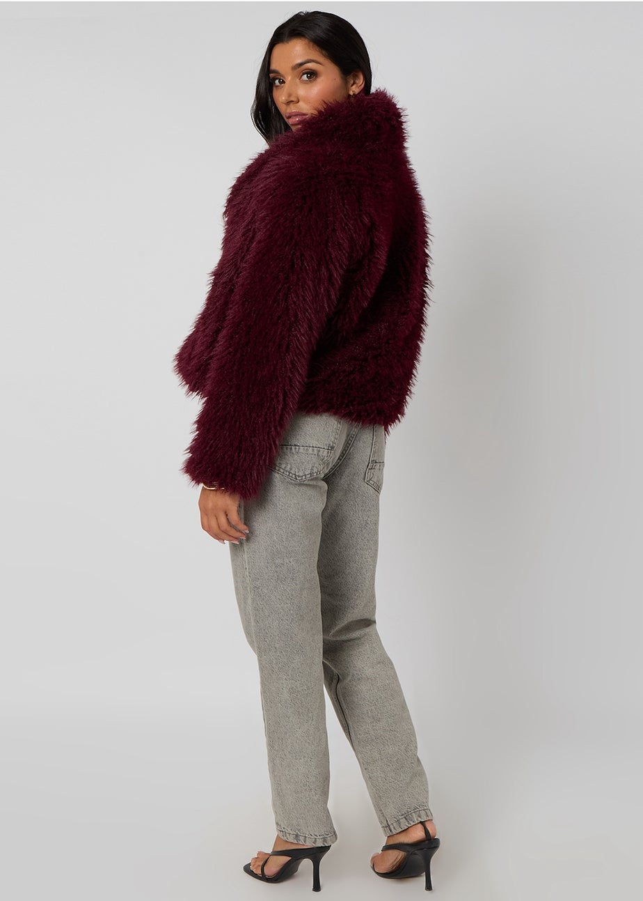 Urban Bliss Burgundy Faux Fur Jacket