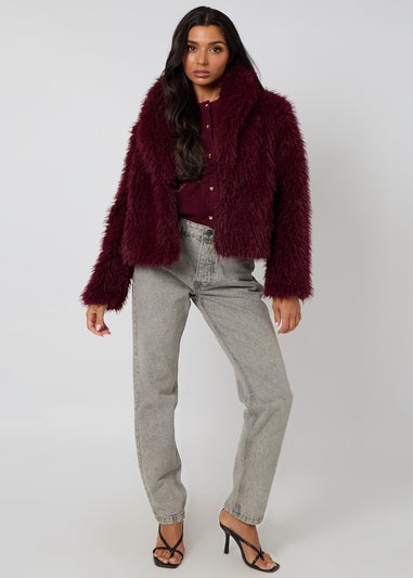 Urban Bliss Burgundy Faux Fur Jacket