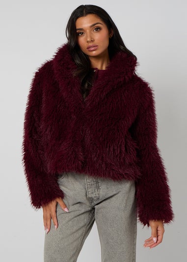 Urban Bliss Burgundy Faux Fur Jacket