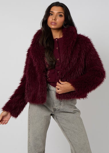 Urban Bliss Burgundy Faux Fur Jacket