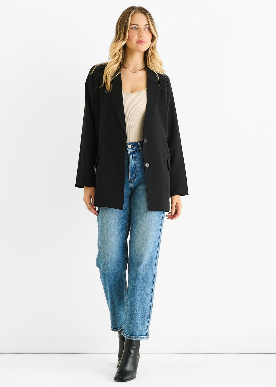 Gini London Black Tailoring Oversized Draped Blazer