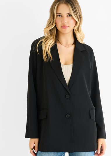 Gini London Black Tailoring Oversized Draped Blazer