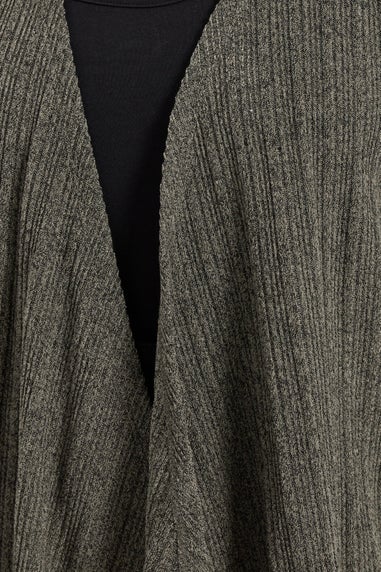 Yours Curve Khaki Green Ribbed Midaxi Waterfall Cardigan