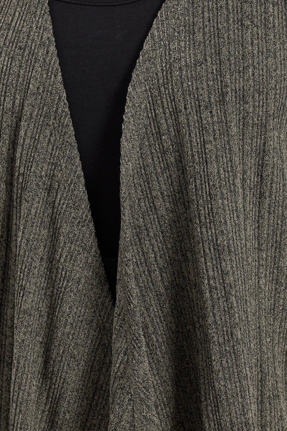 Yours Curve Khaki Green Ribbed Midaxi Waterfall Cardigan