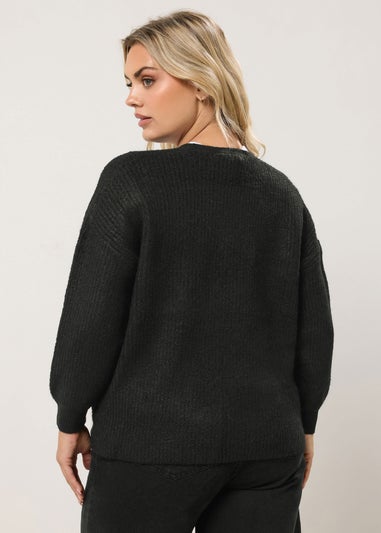 Yours Black Bow Tie Front Cardigan