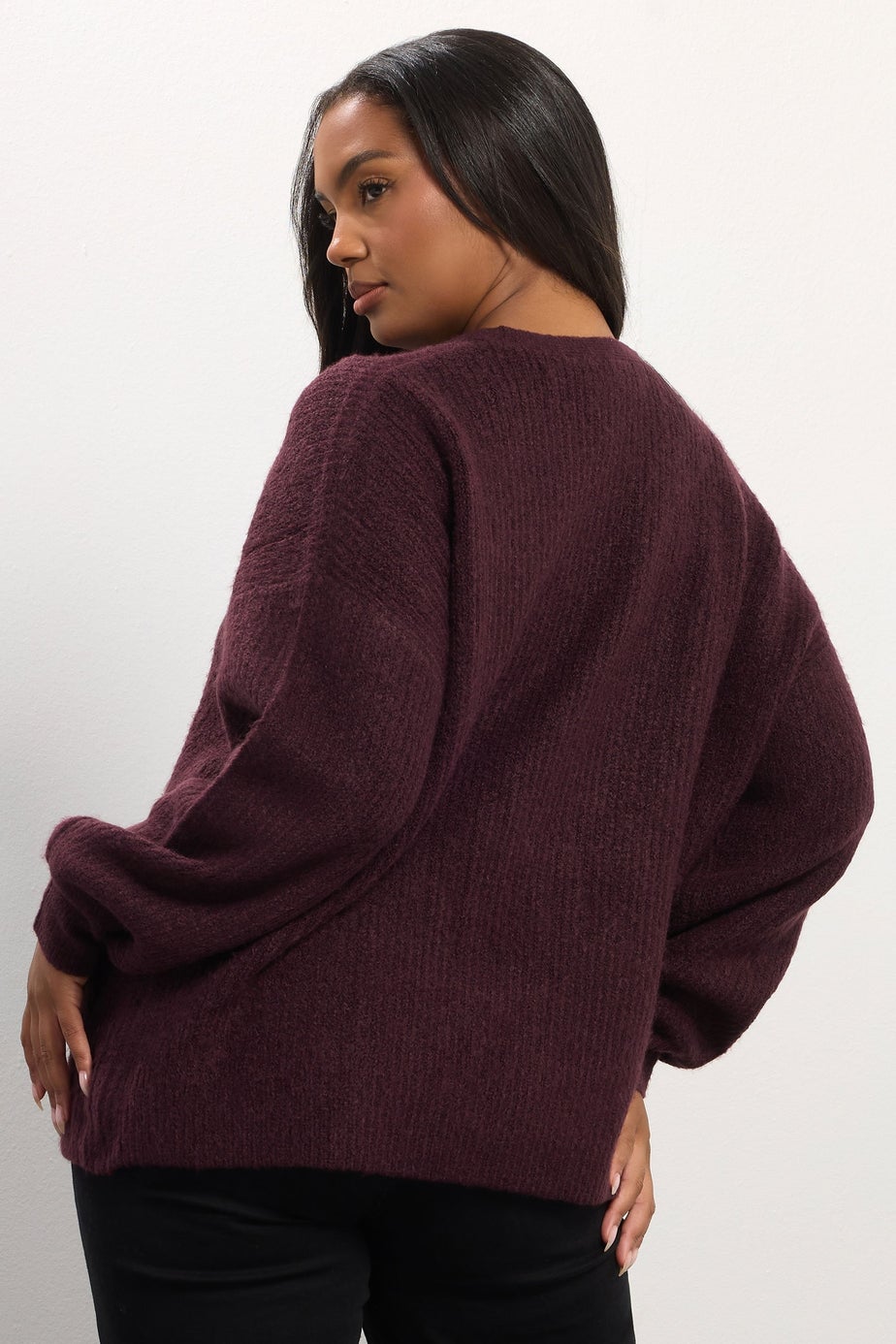 Yours Wine Red Bow Tie Front Cardigan