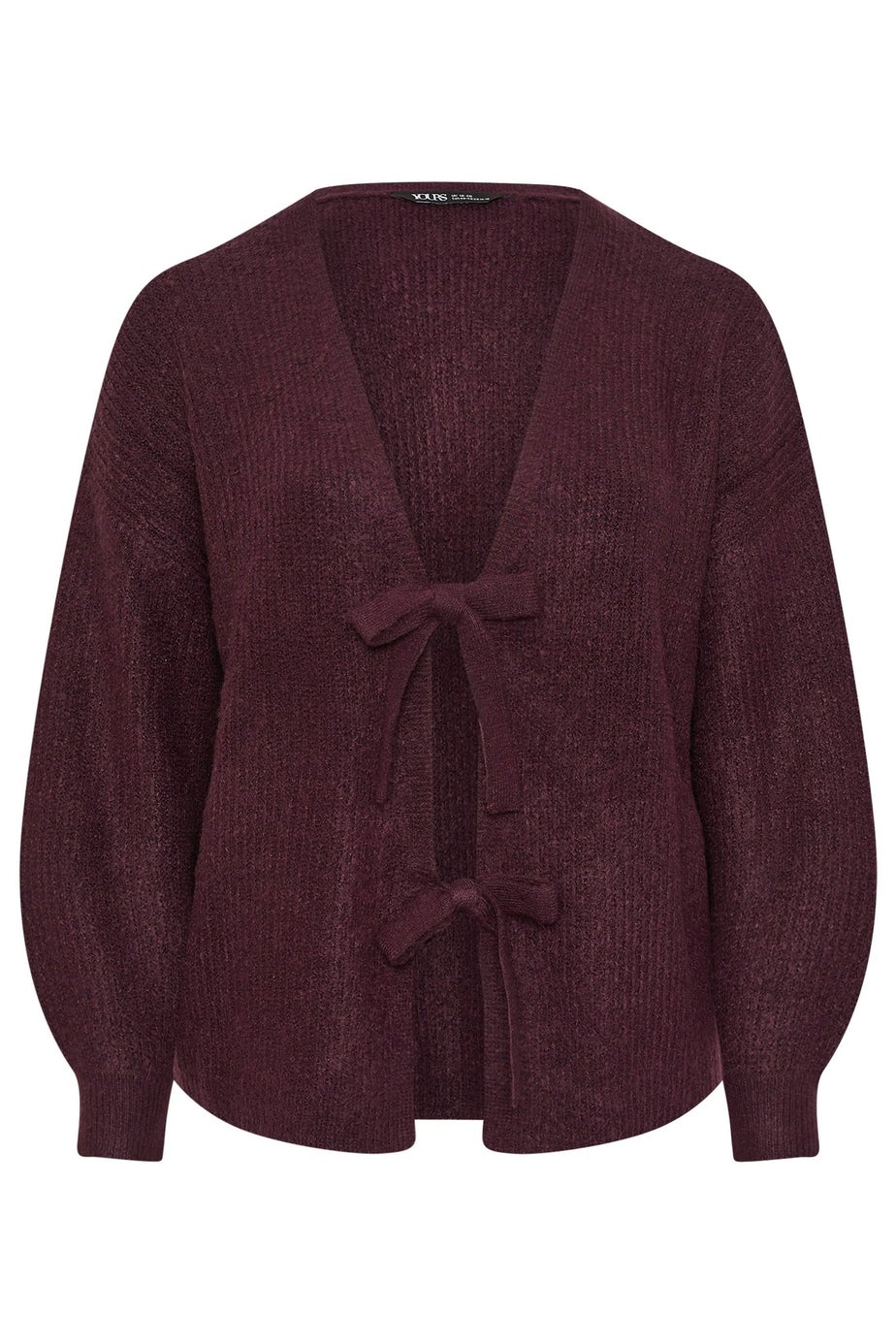 Yours Wine Red Bow Tie Front Cardigan