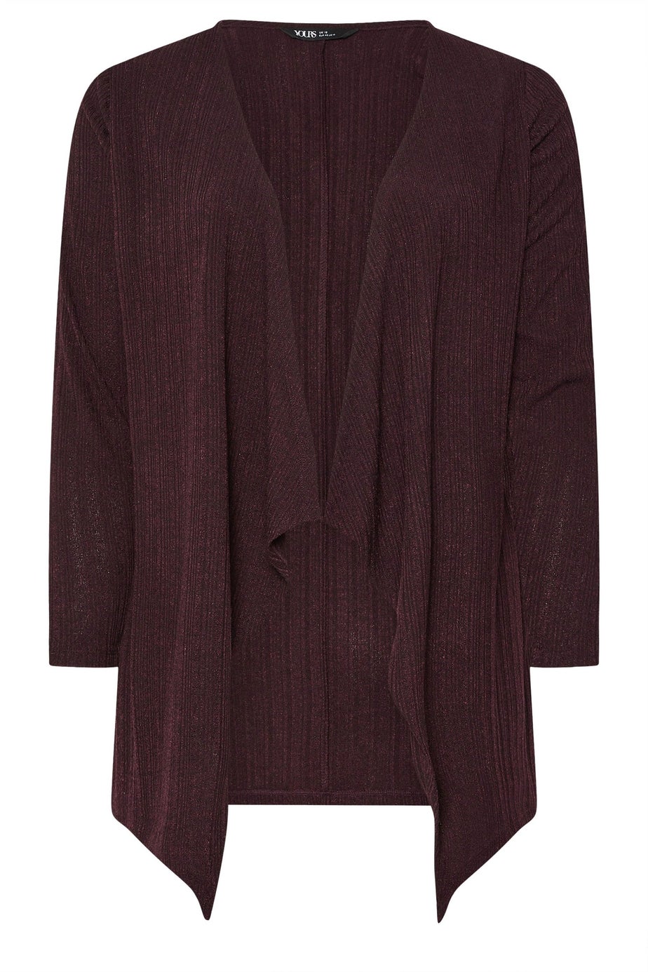 Yours Dark Purple Ribbed Waterfall Cardigan