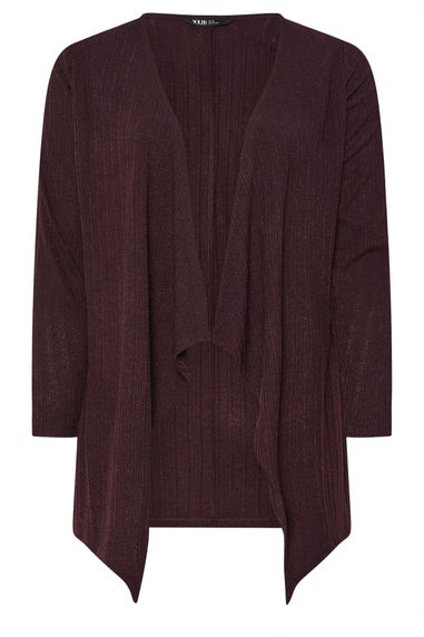 Yours Dark Purple Ribbed Waterfall Cardigan