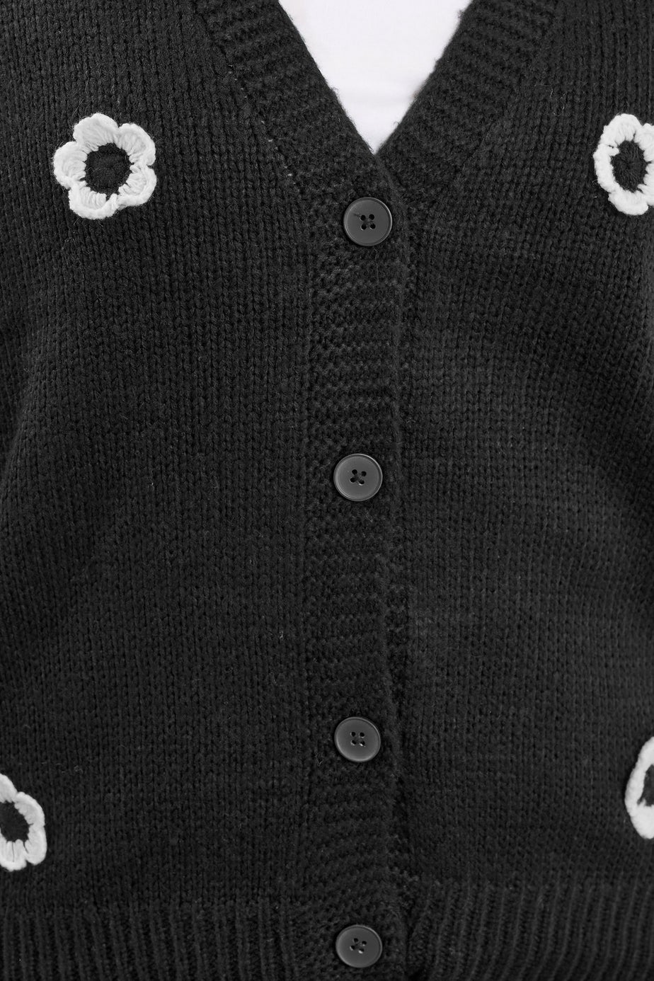 Yours Curve Black Applique Flower Cardigan