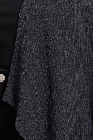 Yours Curve Charcoal Grey Ribbed Waterfall Cardigan