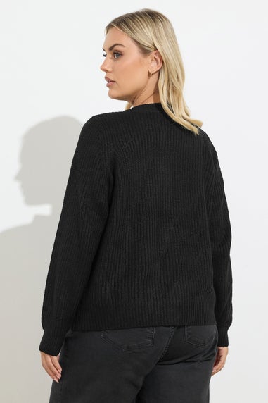 Yours Black Satin Bow Front Cardigan